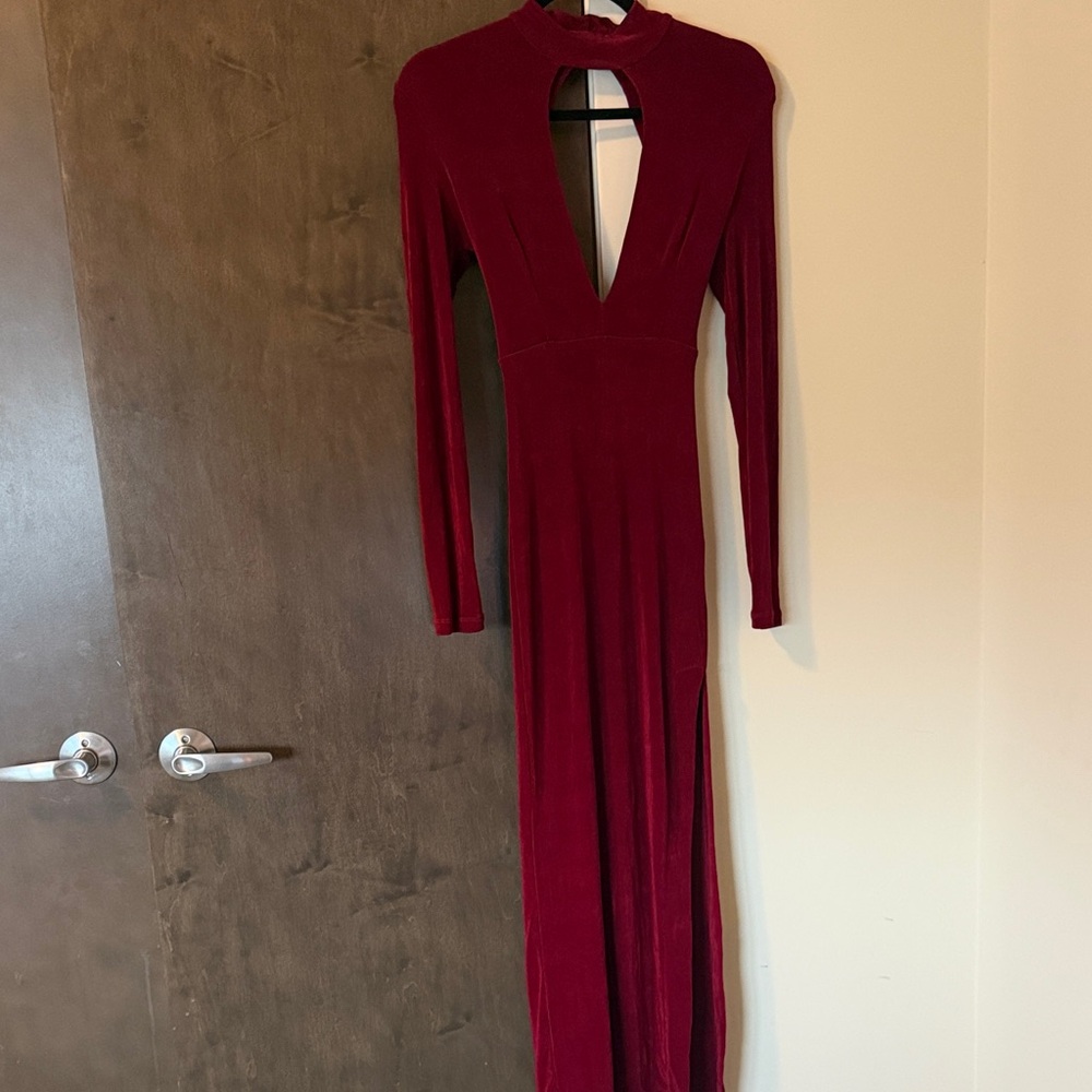 Bardot Deep Red Long Sleeve Dress
